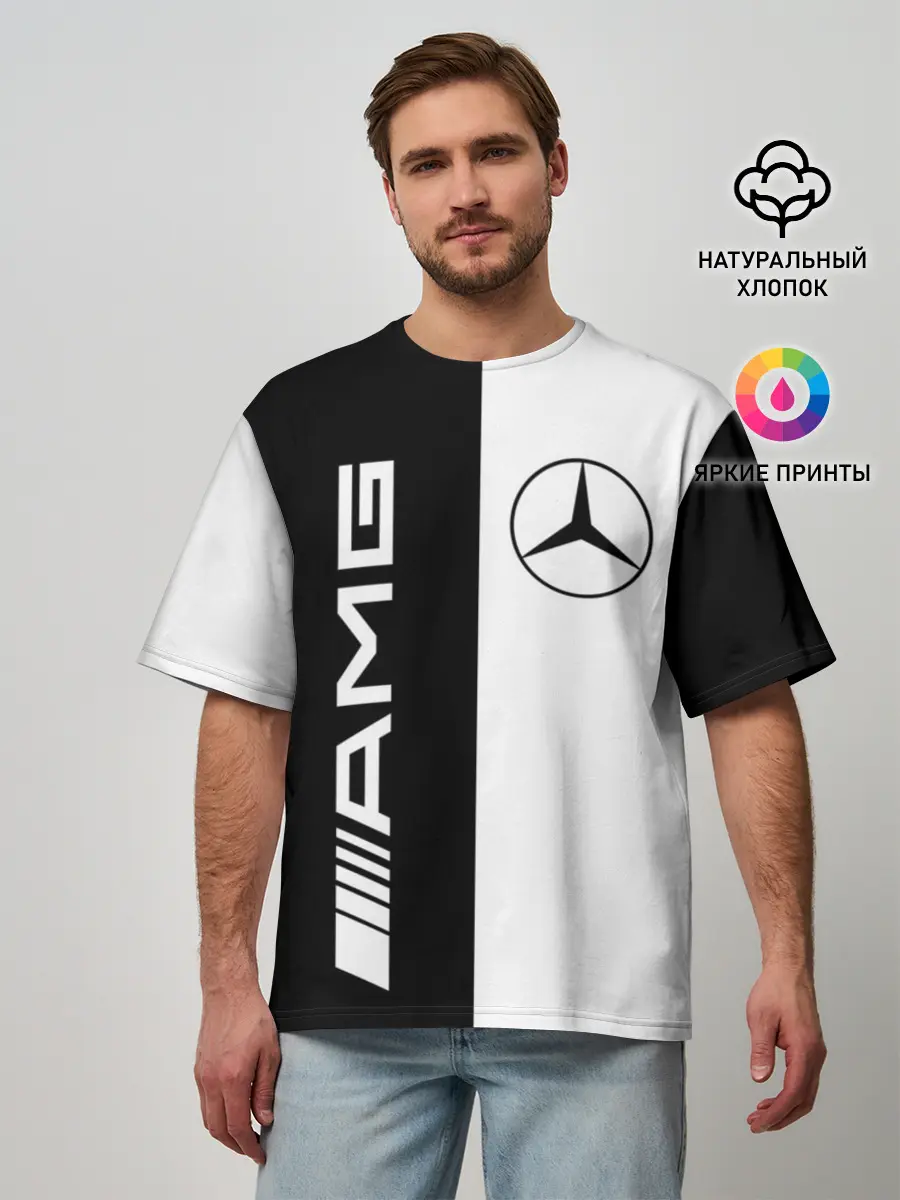 Мужская футболка оверсайз / MERCEDES AMG | МЕРСЕДЕС