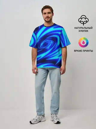 Мужская футболка оверсайз / ОГНЕННЫЕ ВОЛНЫ | FIRE STRIPES