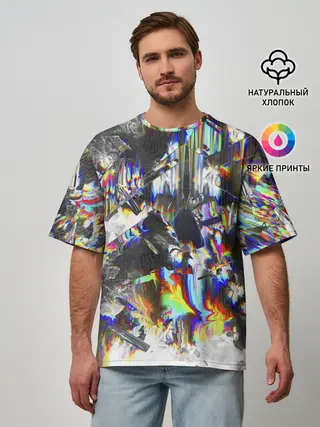 Мужская футболка оверсайз / Gasoline stains abstraction