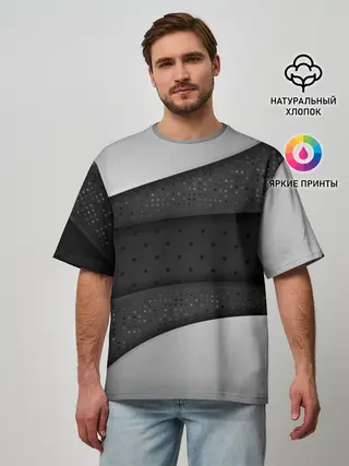 Мужская футболка оверсайз / 3D luxury style silver black