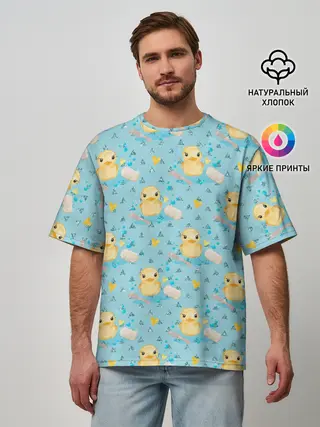 Мужская футболка оверсайз / Чистюля: уточки
