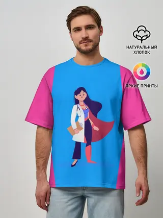 Мужская футболка оверсайз / Медсестра | Super Nurse