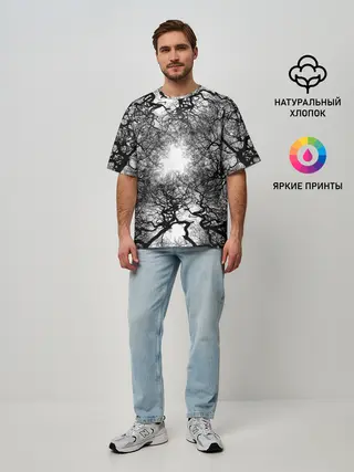 Мужская футболка оверсайз / Texture Branches