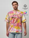Мужская футболка оверсайз / Rolling Stones tie-dye