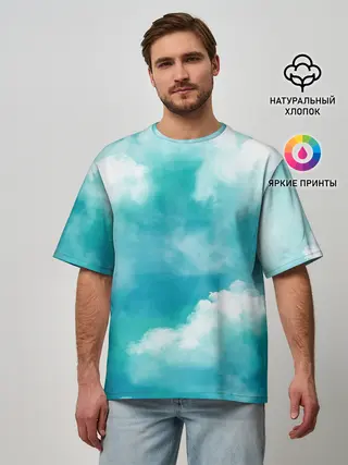 Мужская футболка оверсайз / Голубое Небо | Blue Sky
