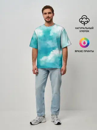 Мужская футболка оверсайз / Голубое Небо | Blue Sky
