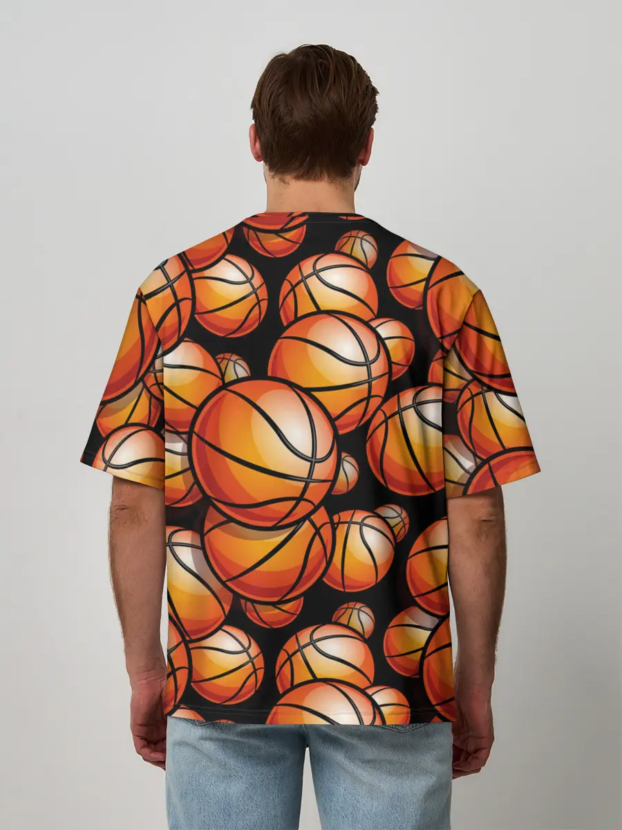 Мужская футболка оверсайз / Баскетбольные мячи