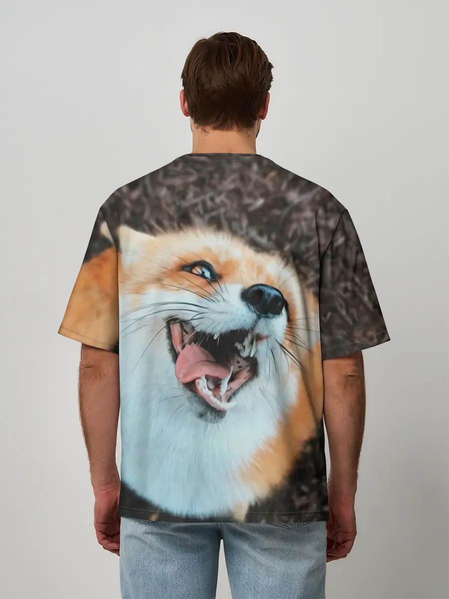 Мужская футболка оверсайз / Довольная лиса