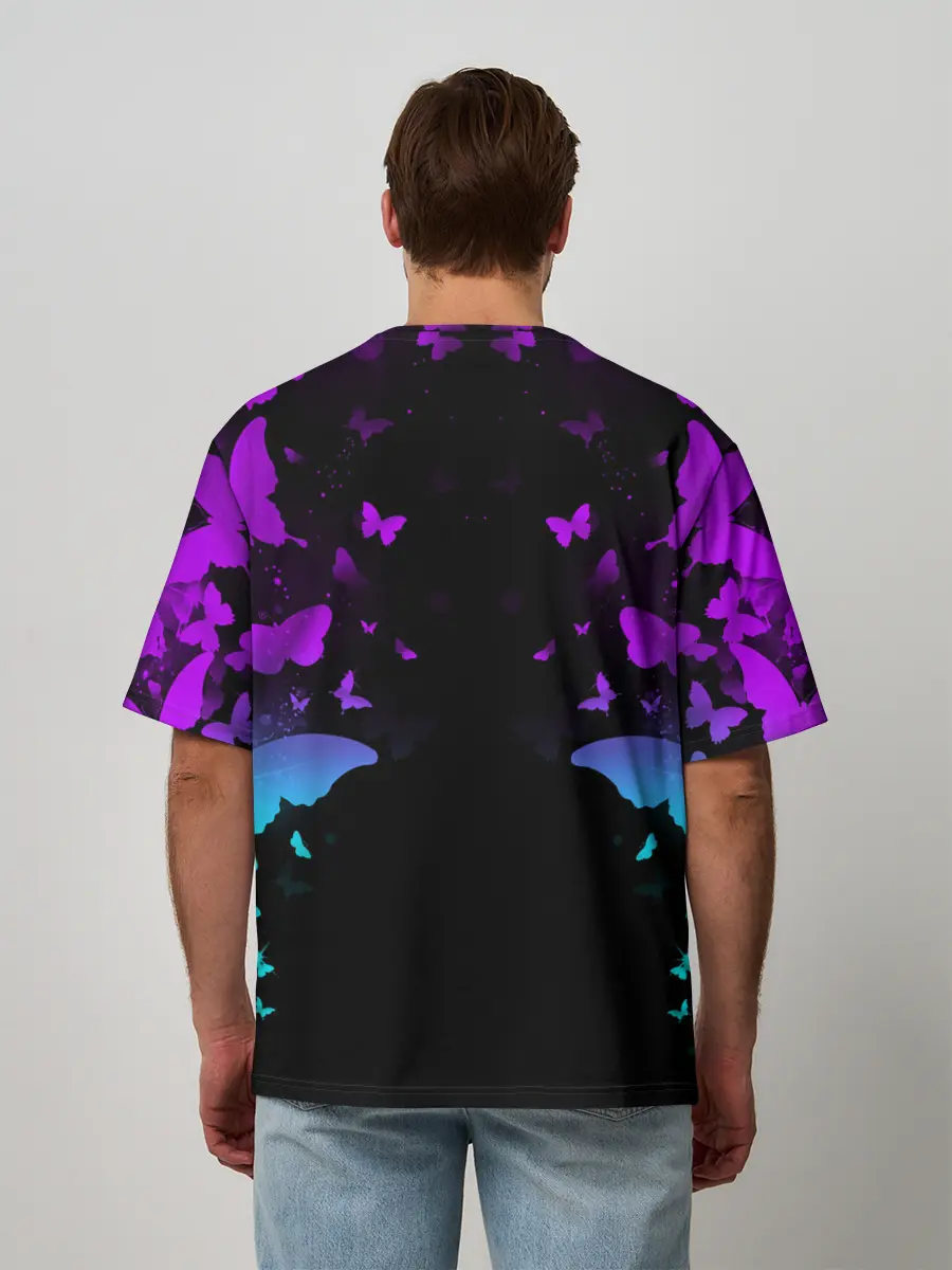 Мужская футболка оверсайз / НЕОНОВЫЕ БАБОЧКИ | NEON BUTTERFLIES