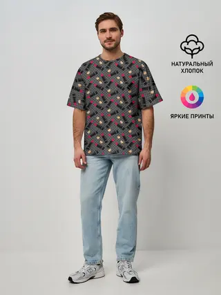 Мужская футболка оверсайз / Красная Губная помада