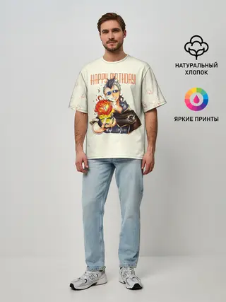 Мужская футболка оверсайз / С днем рождения! Магна Свинг