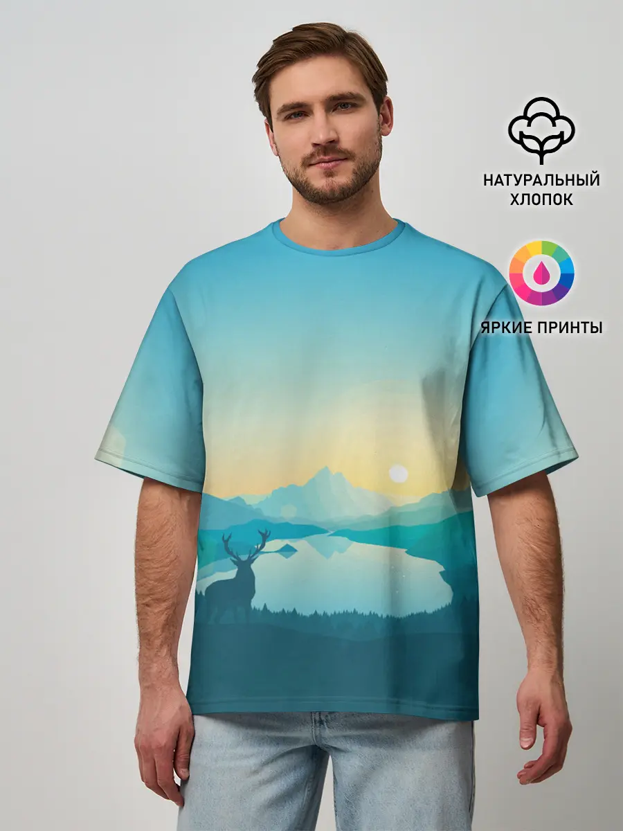 Мужская футболка оверсайз / Векторная природа