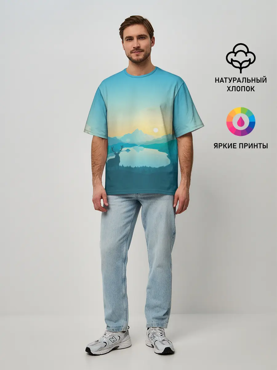 Мужская футболка оверсайз / Векторная природа