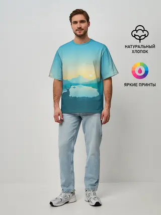 Мужская футболка оверсайз / Векторная природа
