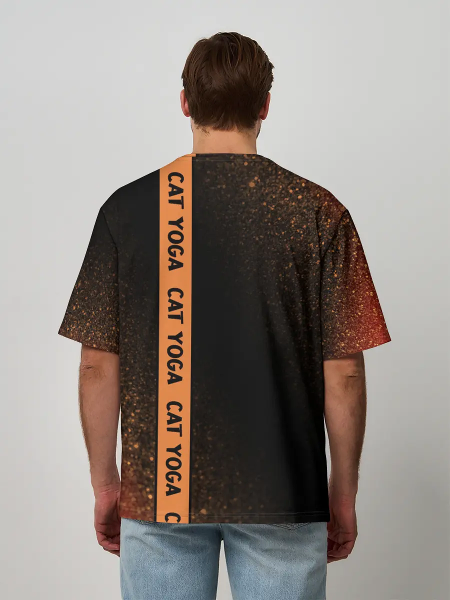 Мужская футболка оверсайз / Йога Кошка - Шум