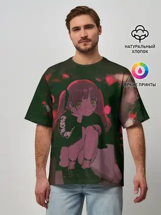 Мужская футболка оверсайз / Аниме девушка