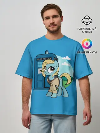 Мужская футболка оверсайз / Пони х Доктор Кто