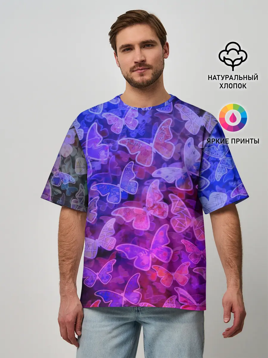 Мужская футболка оверсайз / Стеклянный рой