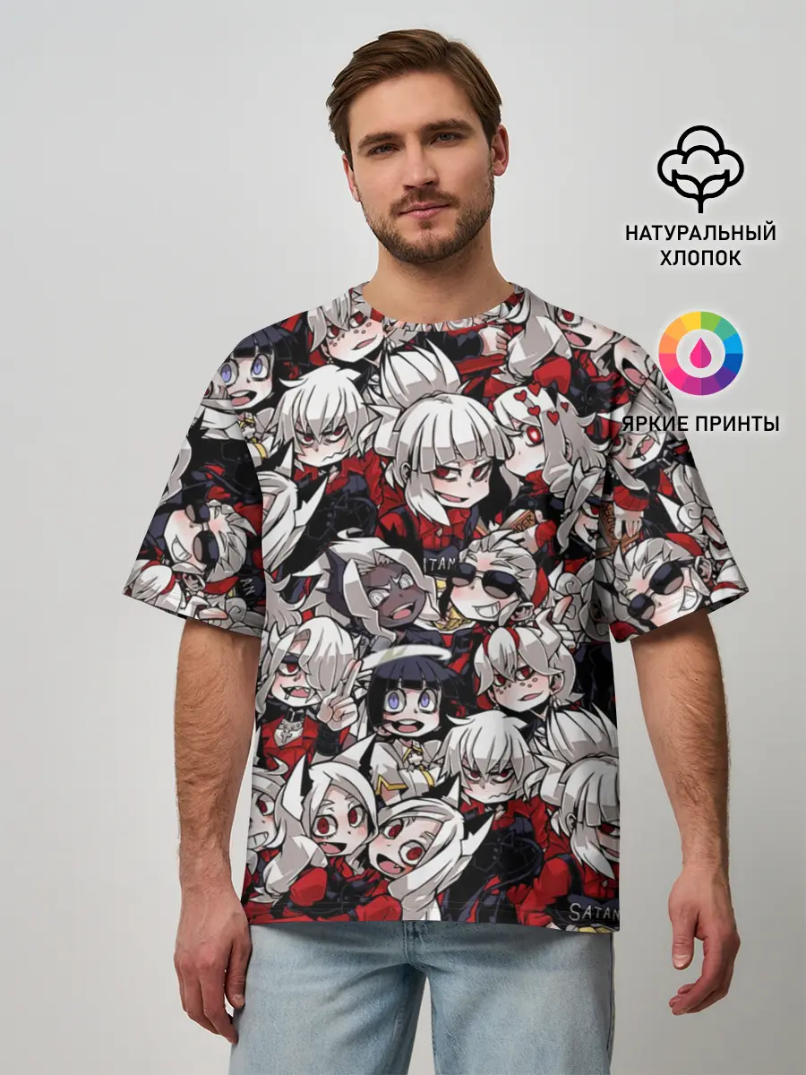 Мужская футболка оверсайз / Helltaker