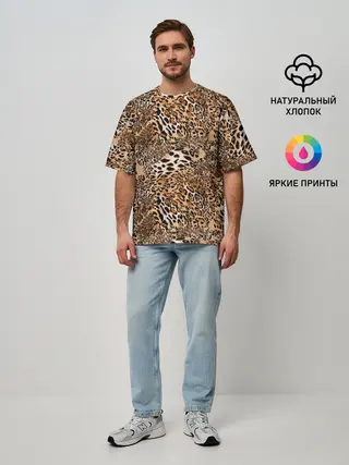 Мужская футболка оверсайз / Леопард