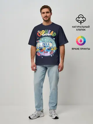 Мужская футболка оверсайз / The Cuphead Show!