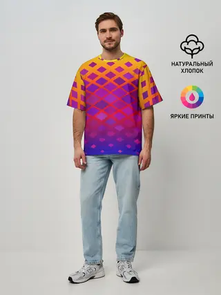 Мужская футболка оверсайз / Красочная Геометрия