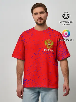 Мужская футболка оверсайз / RUSSIA / РОССИЯ