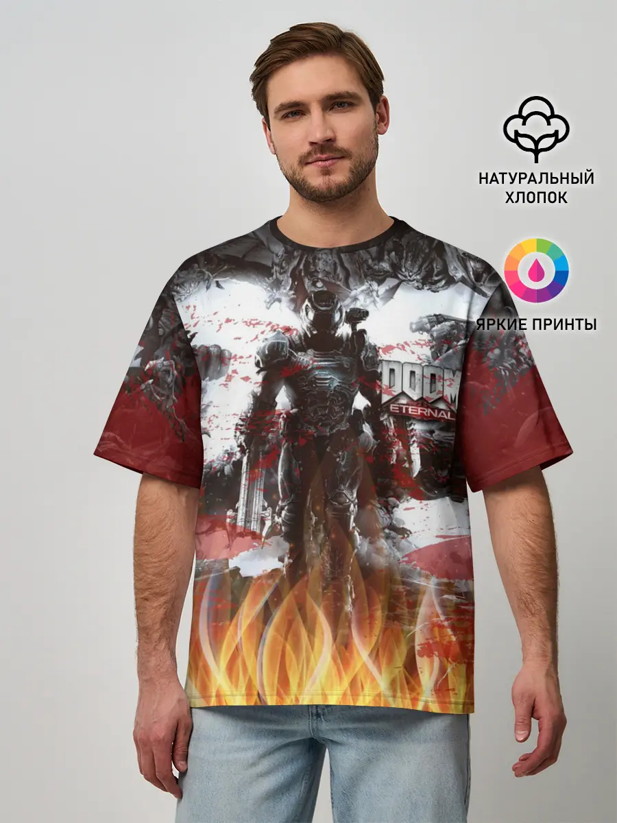 Мужская футболка оверсайз / Doom Ethernal Ancient Gods