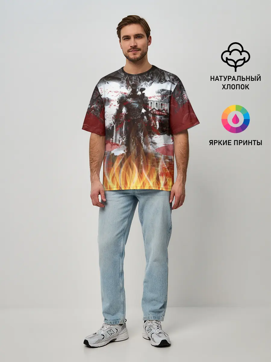 Мужская футболка оверсайз / Doom Ethernal Ancient Gods