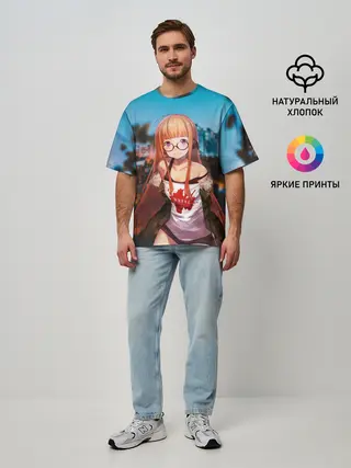 Мужская футболка оверсайз / Футаба Сакура