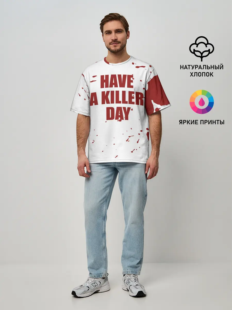 Мужская футболка оверсайз / blood have a killer day Dexter