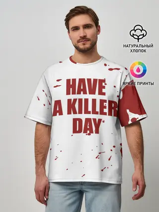 Мужская футболка оверсайз / blood have a killer day Dexter