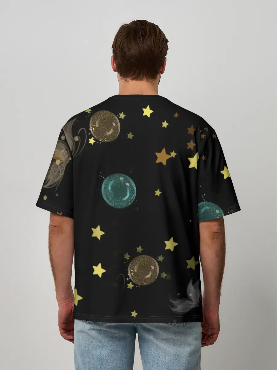 Мужская футболка оверсайз / Эльфийка и звезды