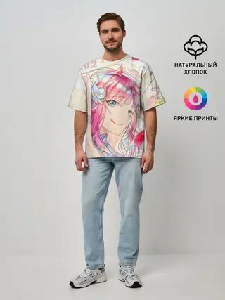 Мужская футболка оверсайз / ноль два милая