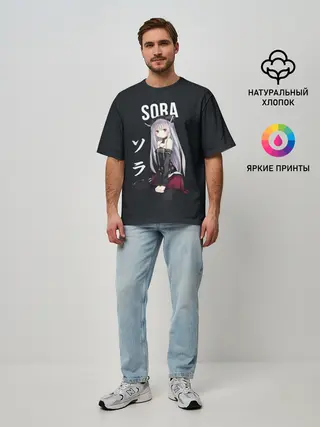 Мужская футболка оверсайз / Связанные небом / SORA