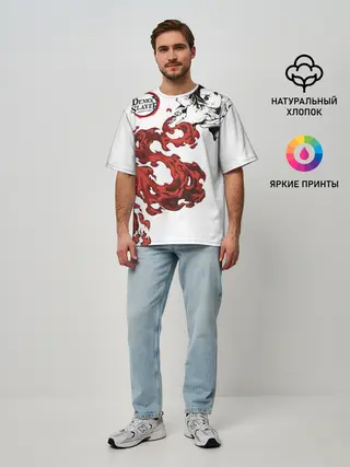 Мужская футболка оверсайз / Клинок, рассекающий демонов