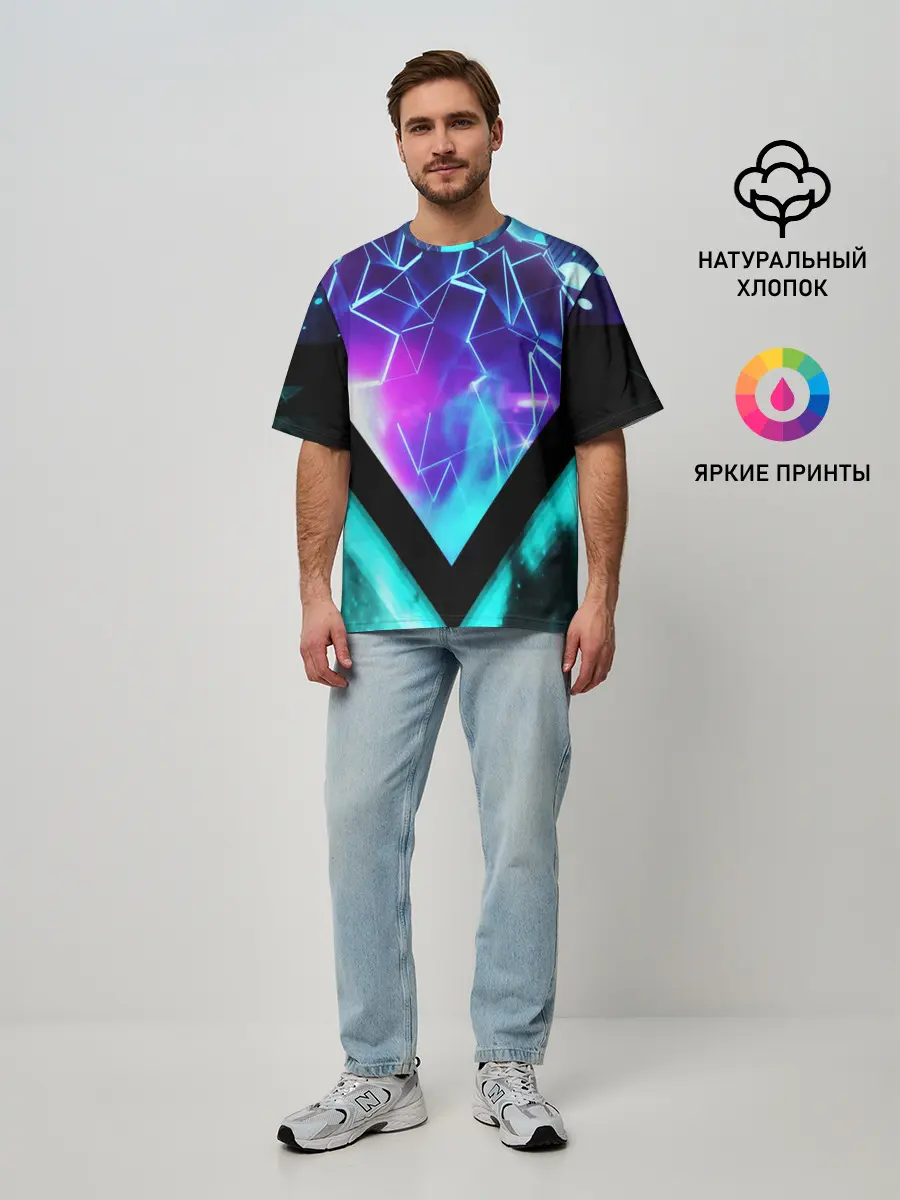 Мужская футболка оверсайз / NEON GEOMETRY