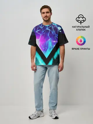 Мужская футболка оверсайз / NEON GEOMETRY