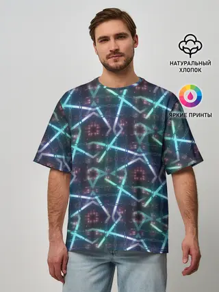 Мужская футболка оверсайз / неоновый панк