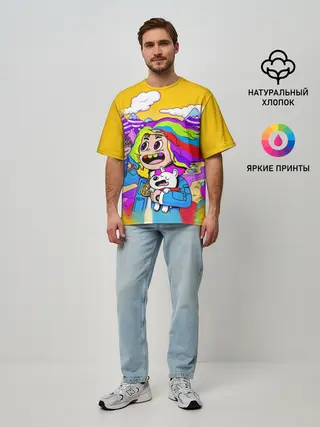 Мужская футболка оверсайз / 69 rainbow