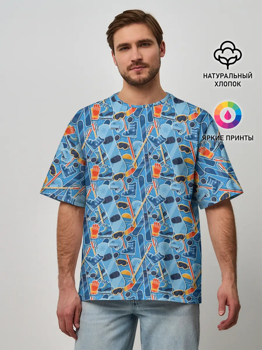 Мужская футболка оверсайз / Зимние виды спорта