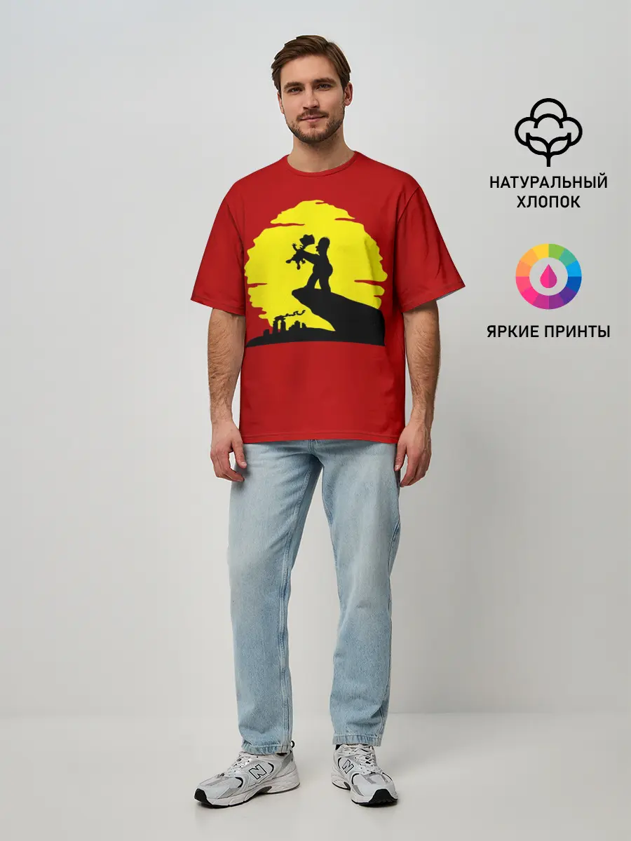 Мужская футболка оверсайз / Гомер и Барт