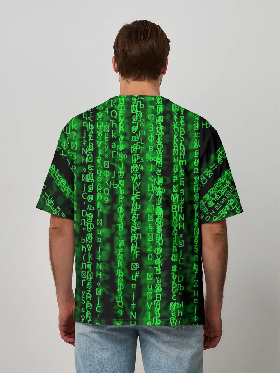 Мужская футболка оверсайз / Программная ошибка Баг 3D