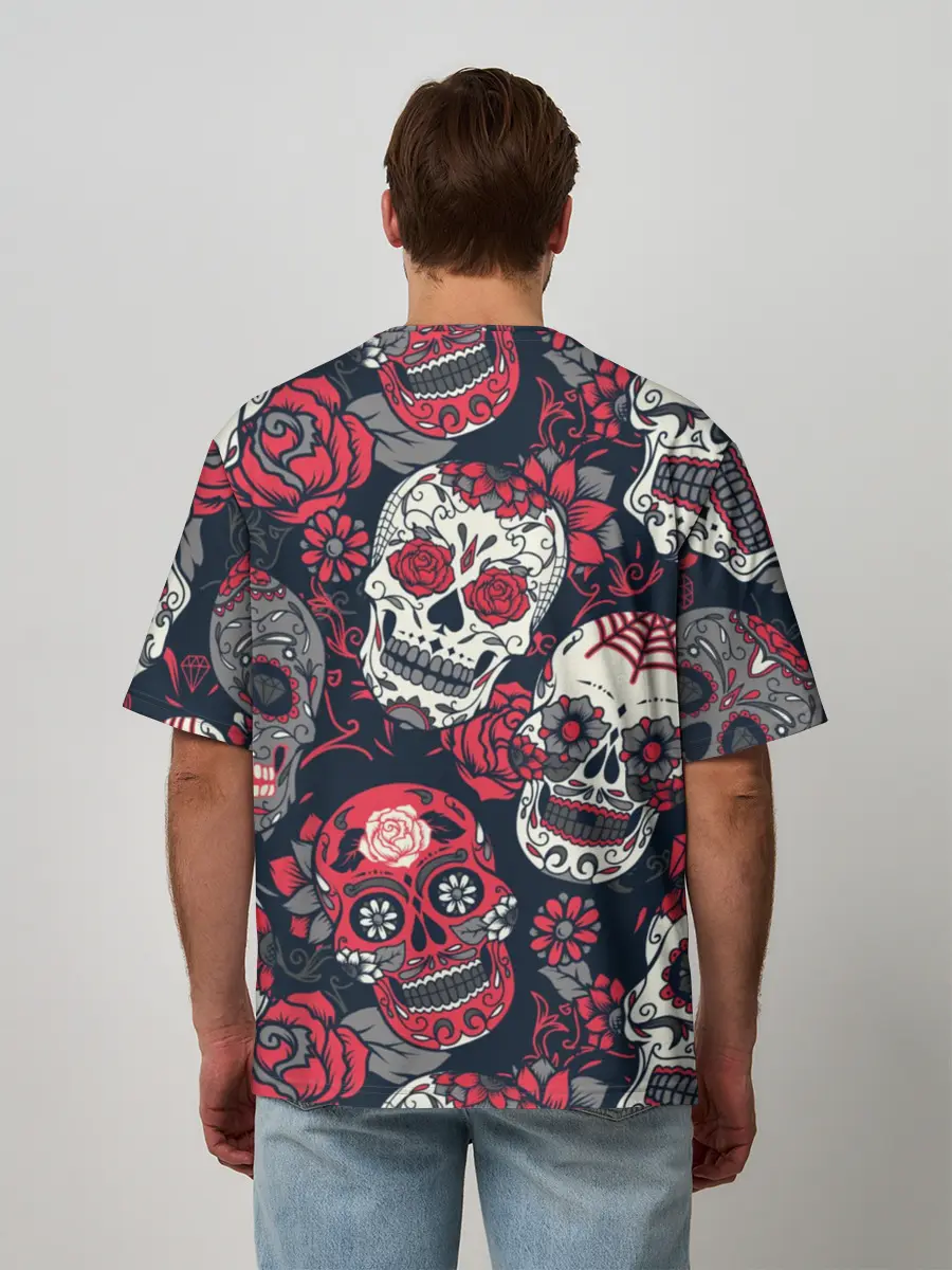 Мужская футболка оверсайз / Мексиканские черепа
