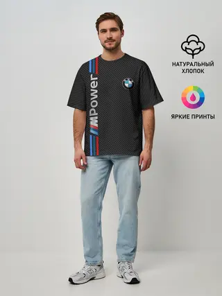 Мужская футболка оверсайз / BMW POWER CARBON