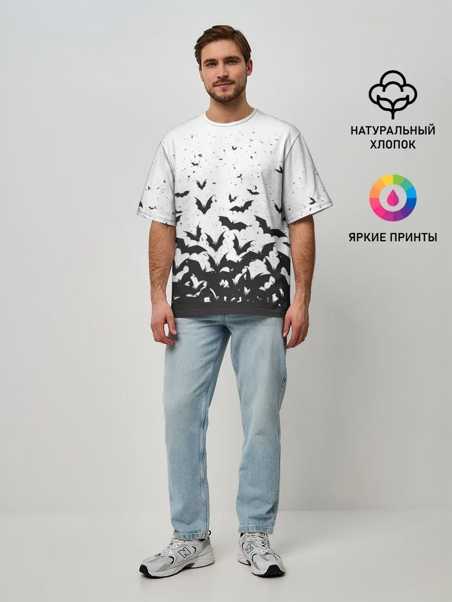 Мужская футболка оверсайз / Летучие мыши