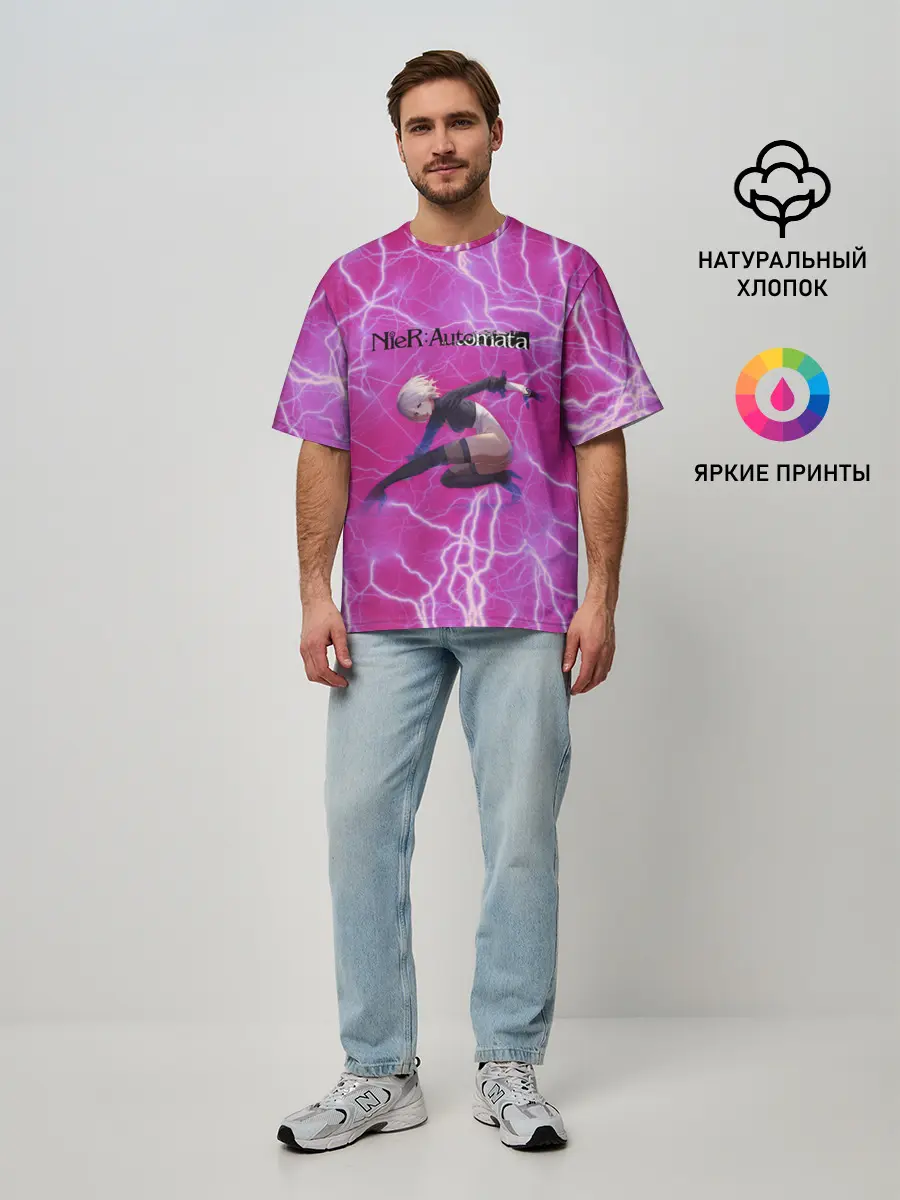 Мужская футболка оверсайз / YoRHa Light | Nier Automata