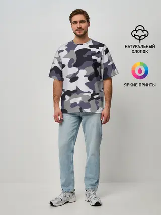 Мужская футболка оверсайз / Городской камуфляж
