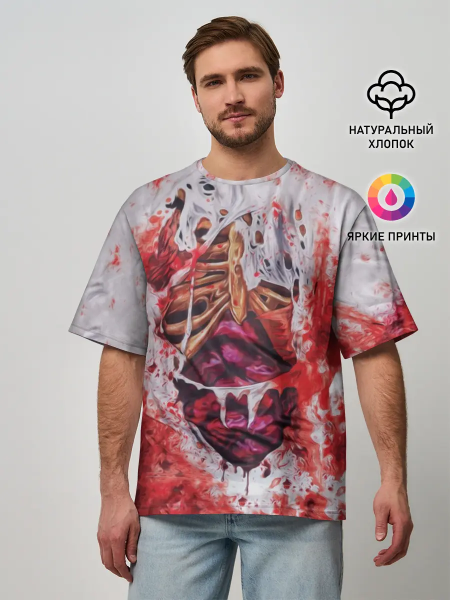 Мужская футболка оверсайз / Кровь