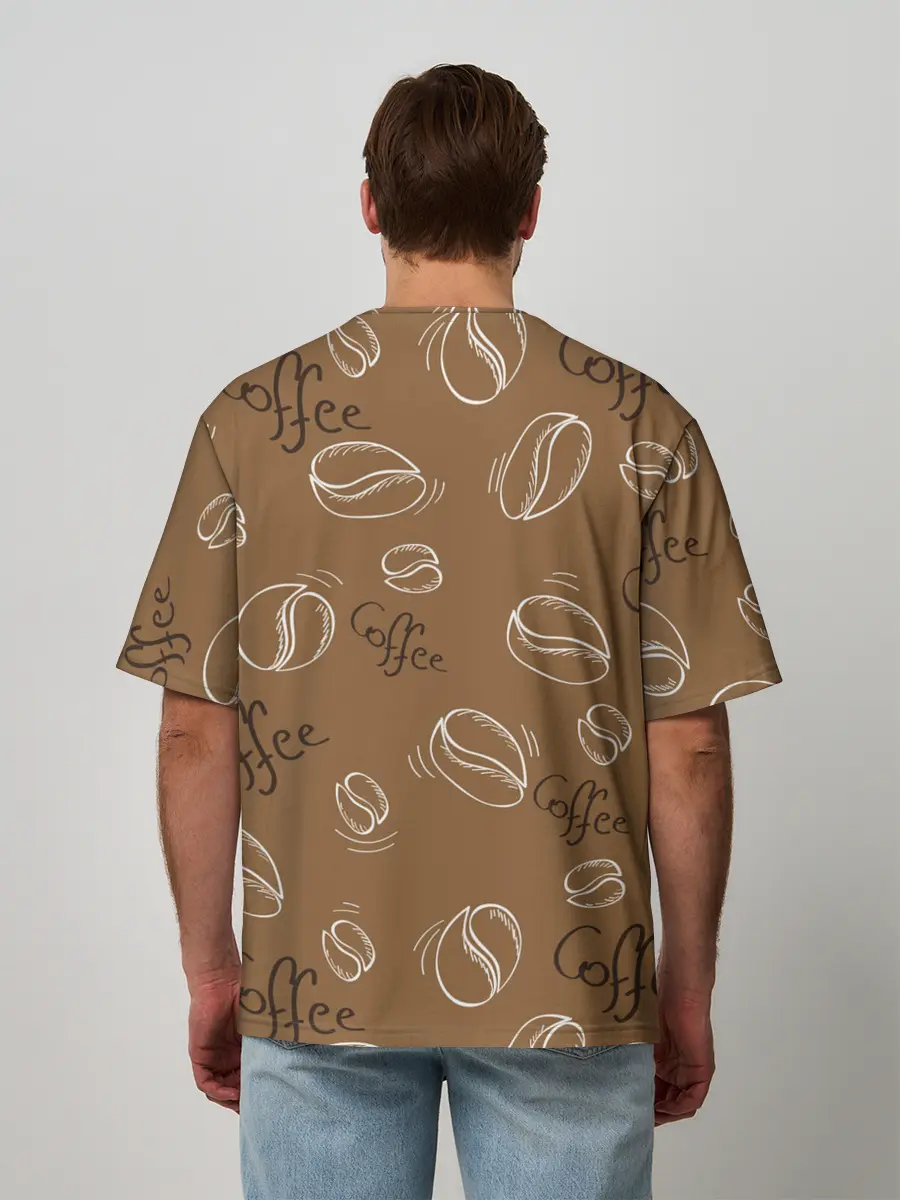 Мужская футболка оверсайз / Кофейный узор